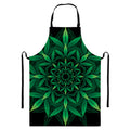 Cannabis Leaf Mandala Print Bib Apron With Pocket