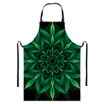 Cannabis Leaf Mandala Print Bib Apron With Pocket