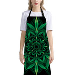 Cannabis Leaf Mandala Print Bib Apron With Pocket