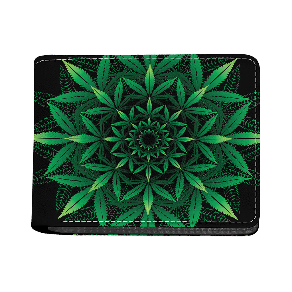 Cannabis Leaf Mandala Print Bifold Wallet