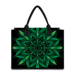 Cannabis Leaf Mandala Print Canvas Tote Bag