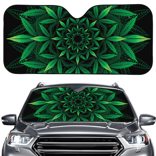 Cannabis Leaf Mandala Print Car Windshield Sun Shade