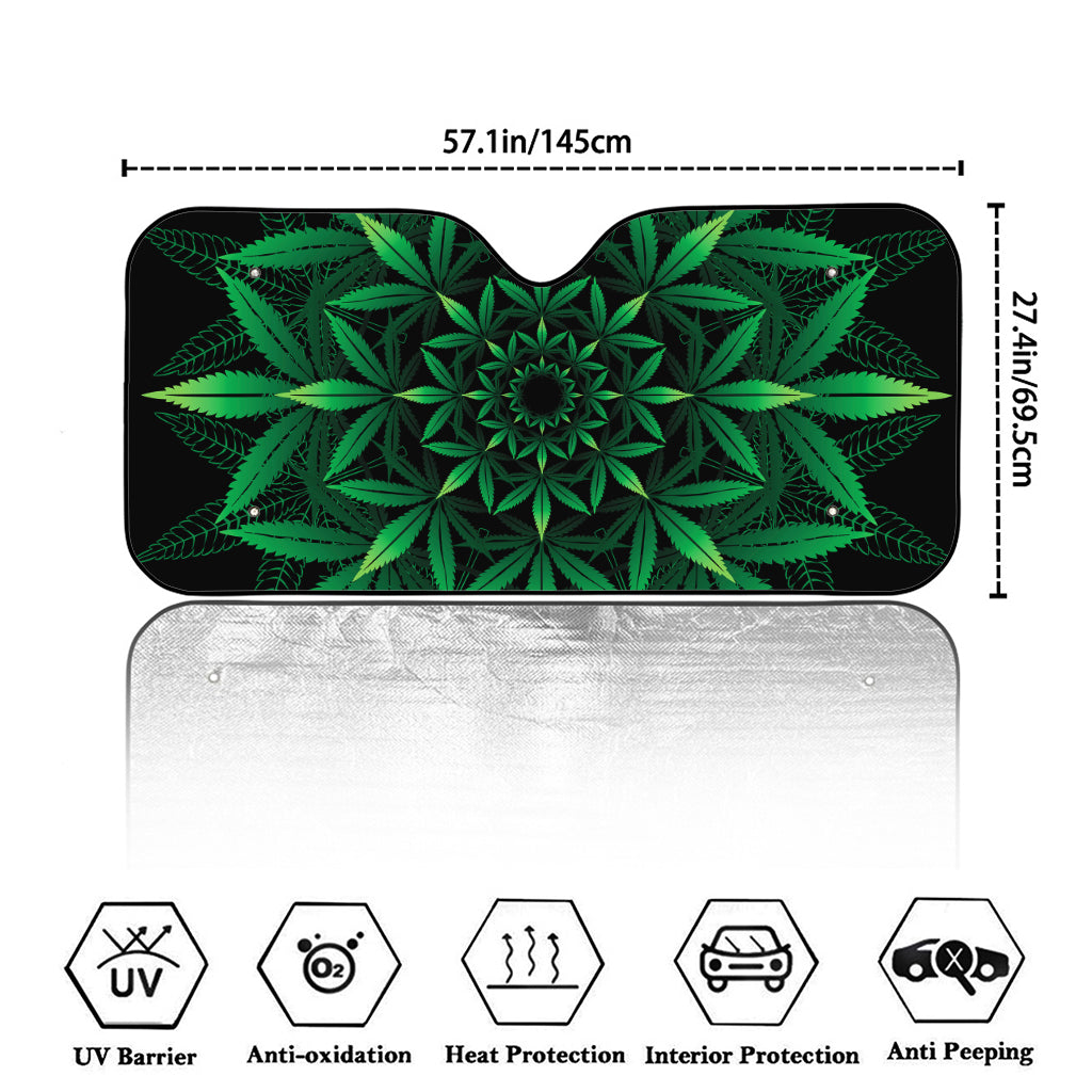 Cannabis Leaf Mandala Print Car Windshield Sun Shade