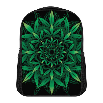 Cannabis Leaf Mandala Print Casual Backpack