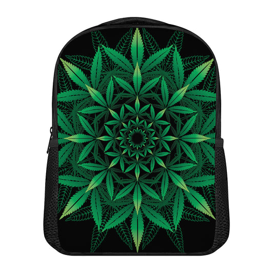 Cannabis Leaf Mandala Print Casual Backpack