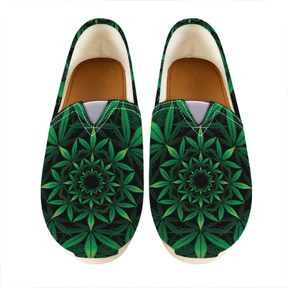 Cannabis Leaf Mandala Print Casual Shoes