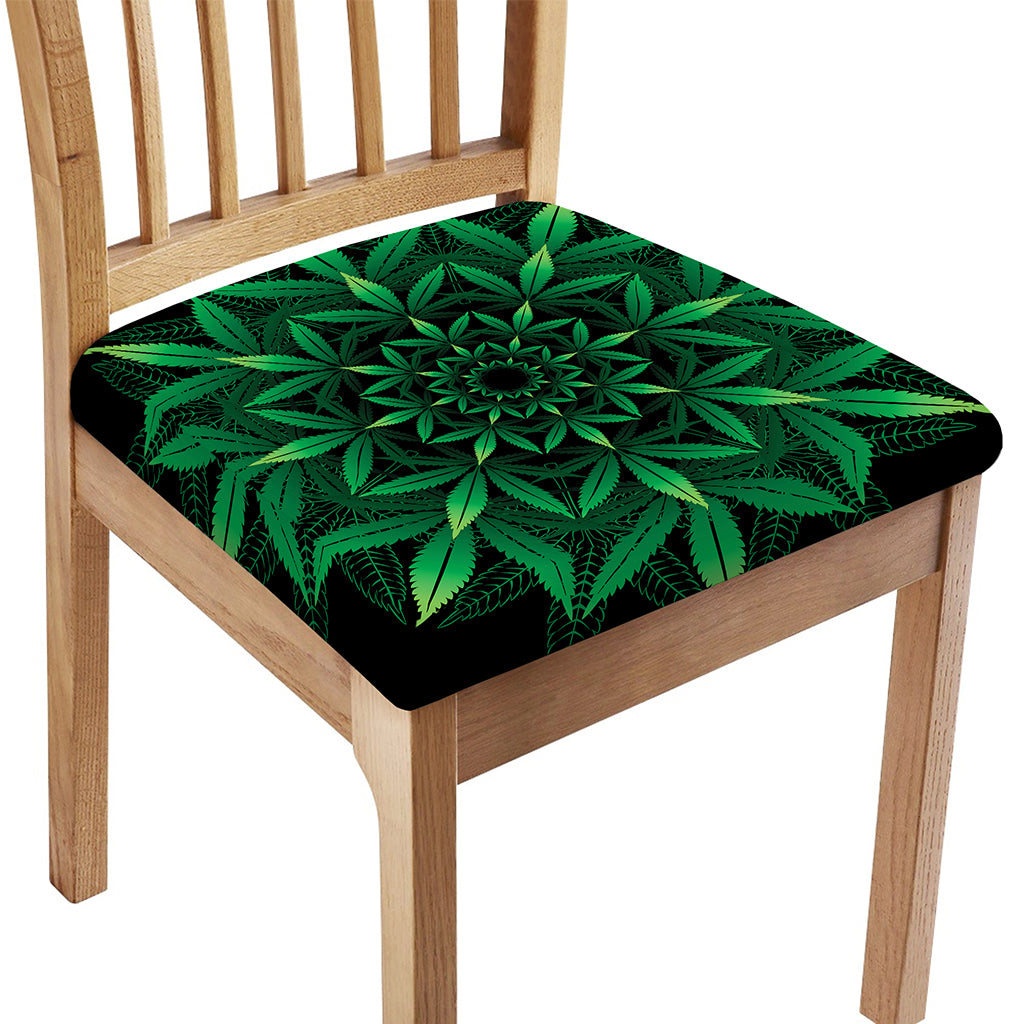 Cannabis Leaf Mandala Print Chair Cushion Cover