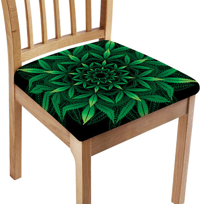 Cannabis Leaf Mandala Print Chair Cushion Cover