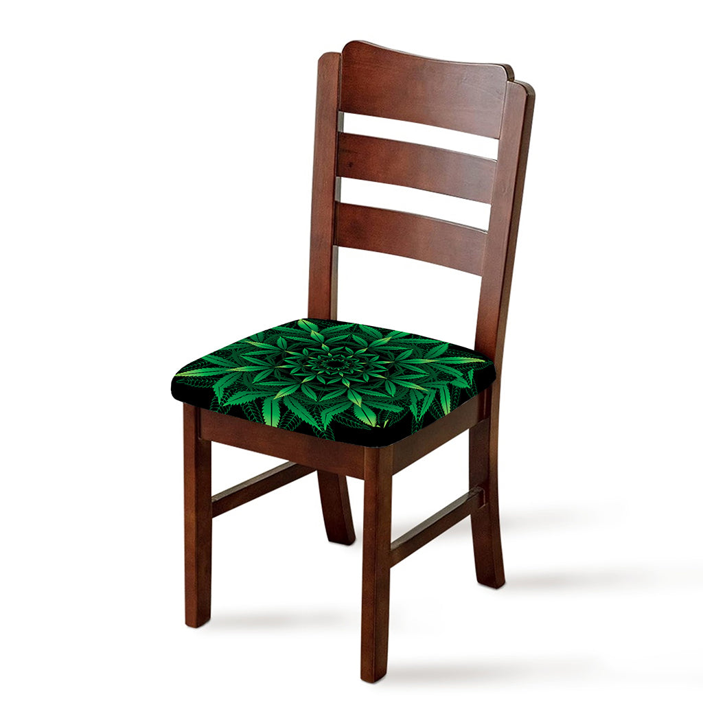Cannabis Leaf Mandala Print Chair Cushion Cover