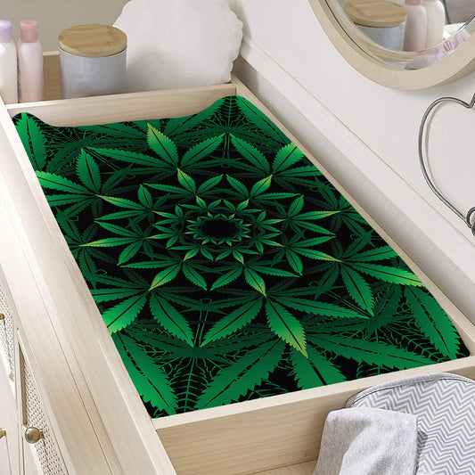Cannabis Leaf Mandala Print Changing Pad Cover