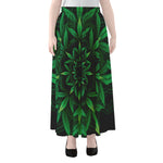 Cannabis Leaf Mandala Print Chiffon Maxi Skirt