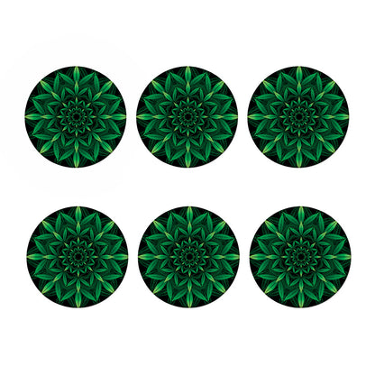 Cannabis Leaf Mandala Print Coaster Set