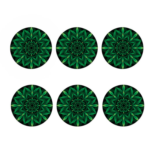 Cannabis Leaf Mandala Print Coaster Set