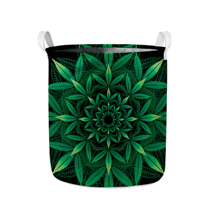 Cannabis Leaf Mandala Print Collapsible Laundry Basket
