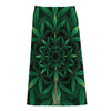 Cannabis Leaf Mandala Print Cotton Front Slit Maxi Skirt