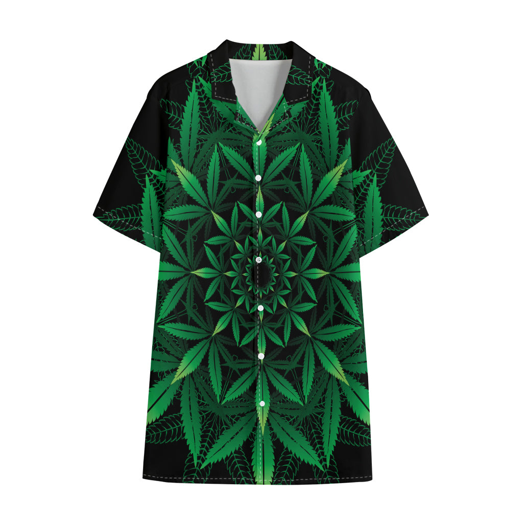 Cannabis Leaf Mandala Print Cotton Hawaiian Shirt