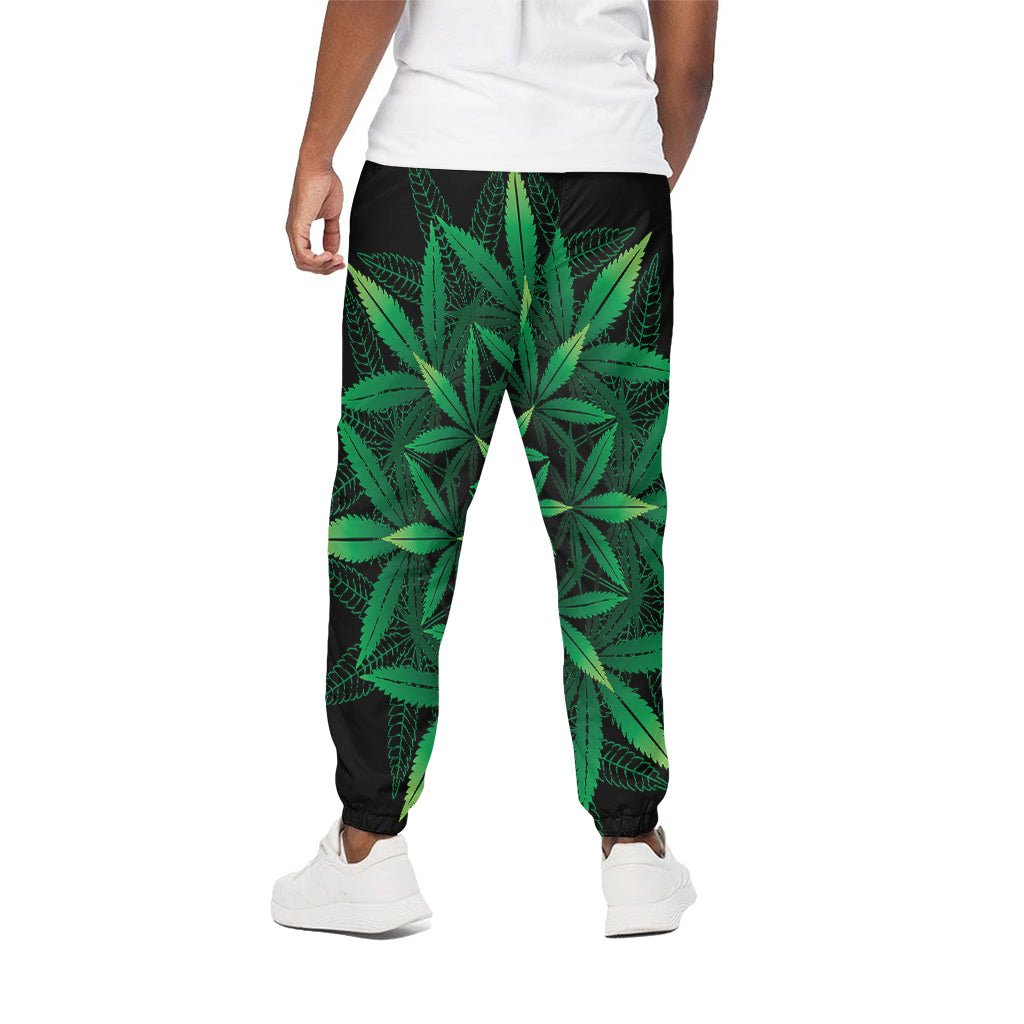 Cannabis Leaf Mandala Print Cotton Pants