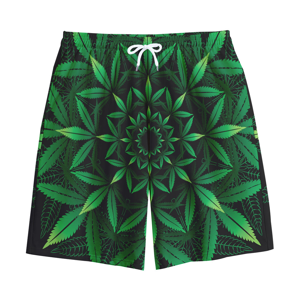 Cannabis Leaf Mandala Print Cotton Shorts