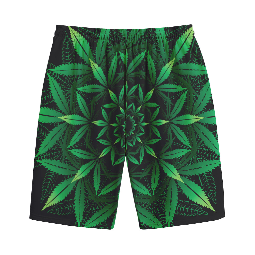 Cannabis Leaf Mandala Print Cotton Shorts
