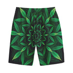 Cannabis Leaf Mandala Print Cotton Shorts