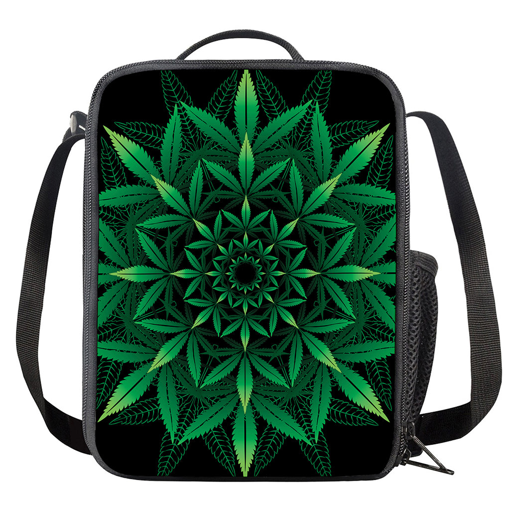 Cannabis Leaf Mandala Print Crossbody Lunch Bag