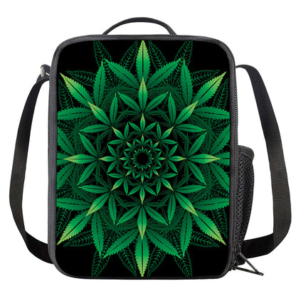 Cannabis Leaf Mandala Print Crossbody Lunch Bag