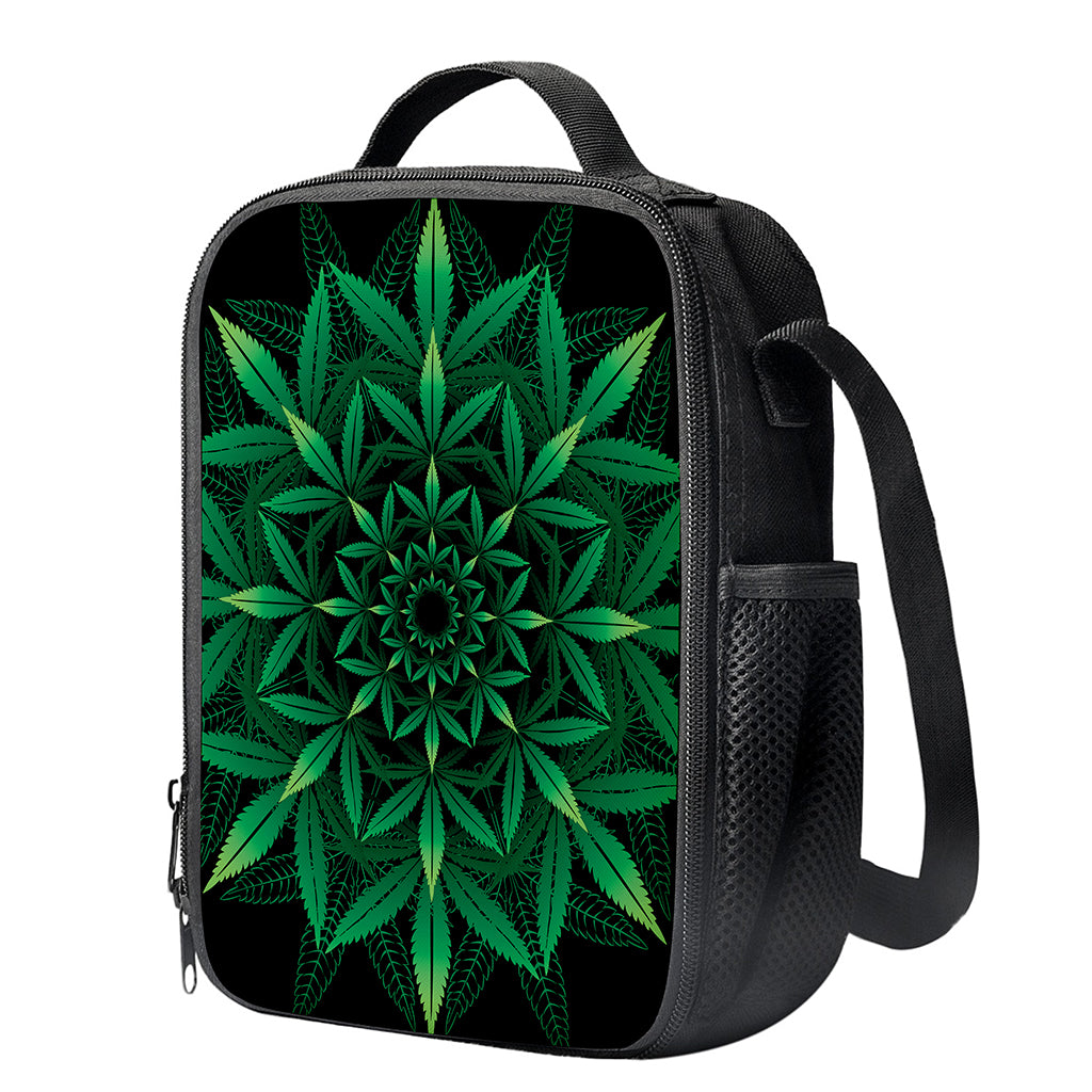 Cannabis Leaf Mandala Print Crossbody Lunch Bag