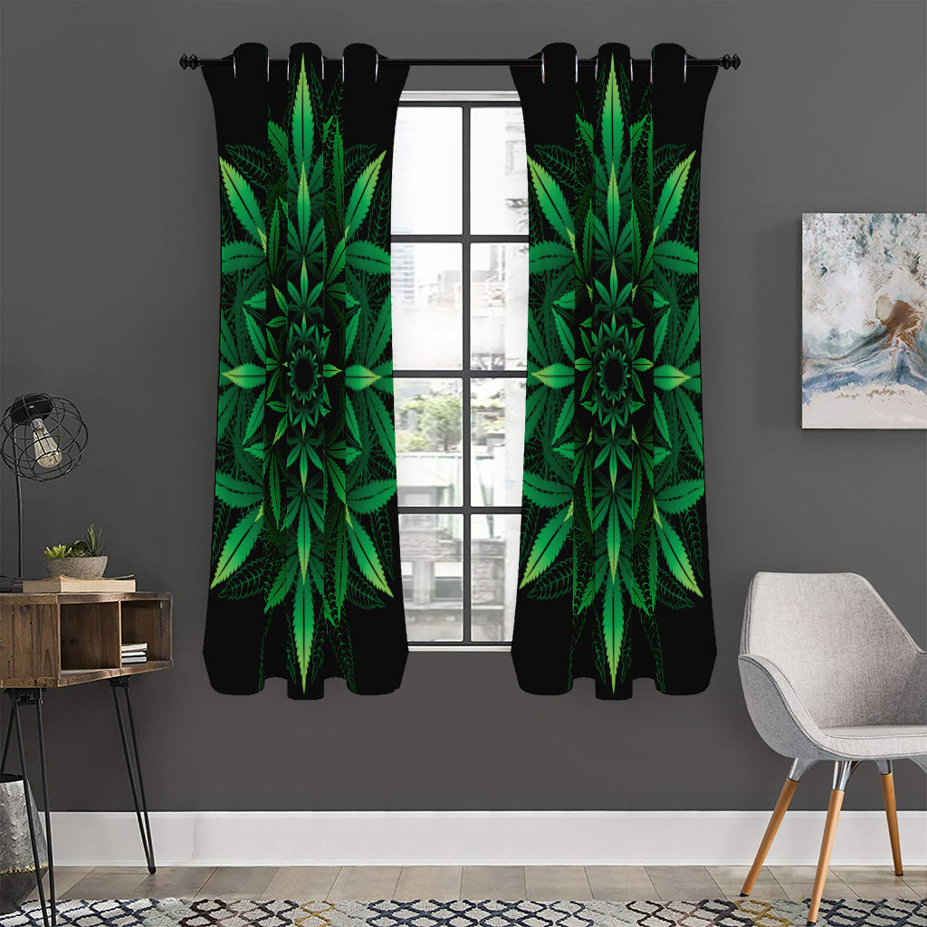 Cannabis Leaf Mandala Print Curtain