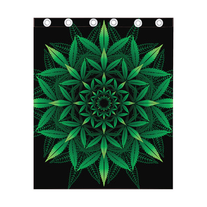 Cannabis Leaf Mandala Print Curtain