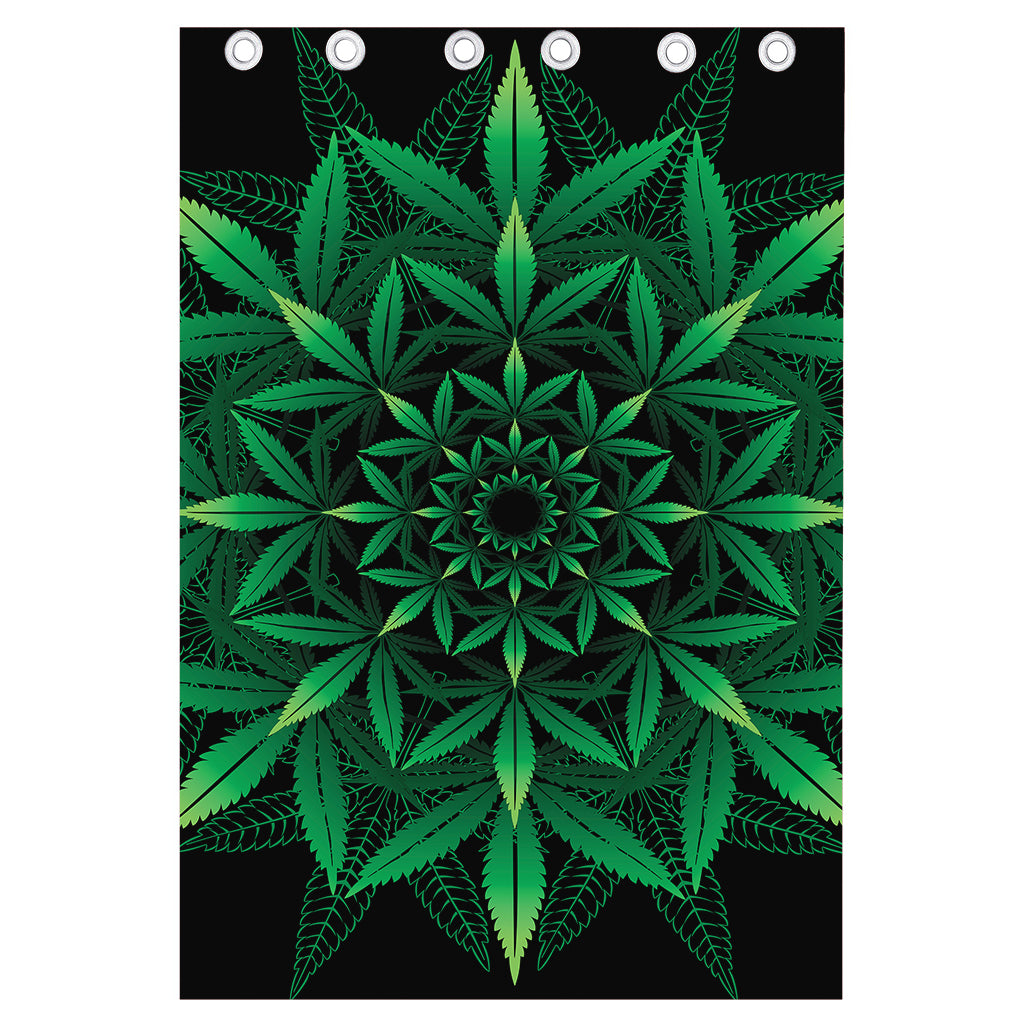 Cannabis Leaf Mandala Print Curtain