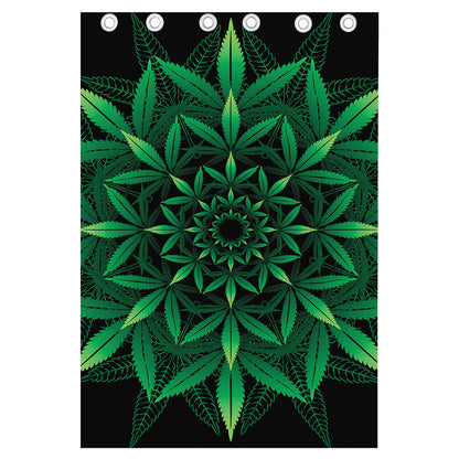 Cannabis Leaf Mandala Print Curtain