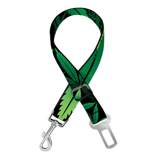 Cannabis Leaf Mandala Print Dog Seat Belt