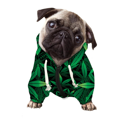 Cannabis Leaf Mandala Print Dog Zip Up Hoodie