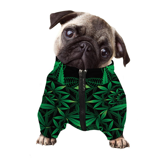 Cannabis Leaf Mandala Print Dog Zip Up Jacket