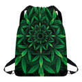 Cannabis Leaf Mandala Print Drawstring Backpack