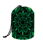 Cannabis Leaf Mandala Print Drawstring Makeup Bag