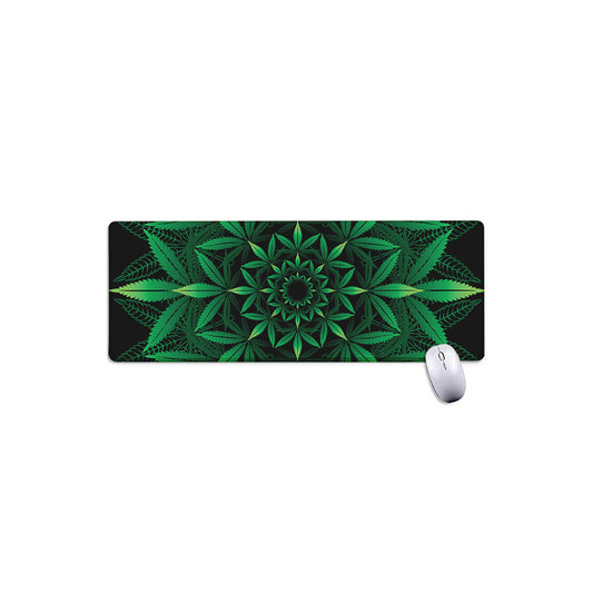Cannabis Leaf Mandala Print Extended Mouse Pad