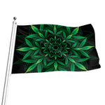Cannabis Leaf Mandala Print Flag