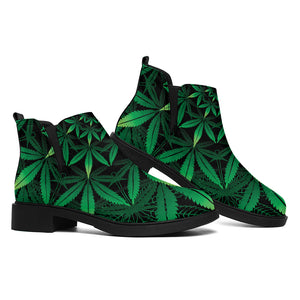 Cannabis Leaf Mandala Print Flat Ankle Boots