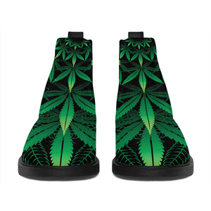 Cannabis Leaf Mandala Print Flat Ankle Boots