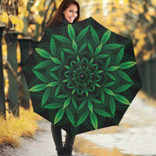 Cannabis Leaf Mandala Print Foldable Umbrella