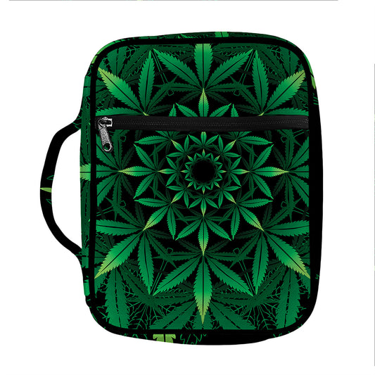 Cannabis Leaf Mandala Print Front Pocket Bible Bag