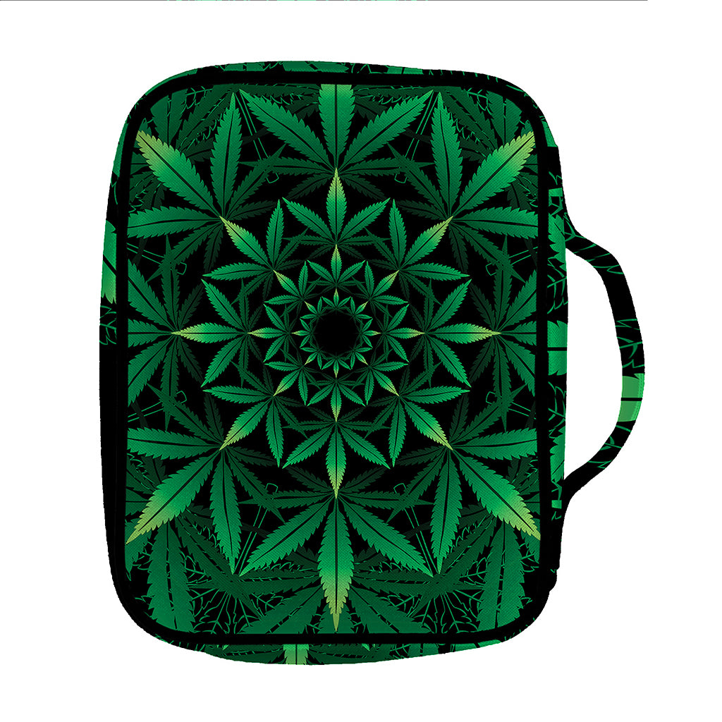 Cannabis Leaf Mandala Print Front Pocket Bible Bag