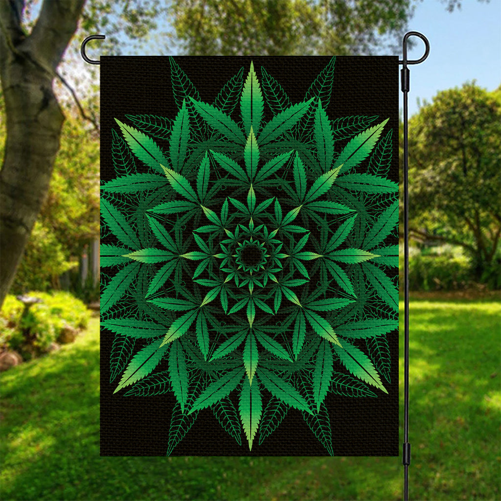 Cannabis Leaf Mandala Print Garden Flag