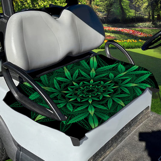 Cannabis Leaf Mandala Print Golf Cart Seat Cover