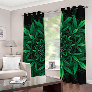 Cannabis Leaf Mandala Print Grommet Curtains