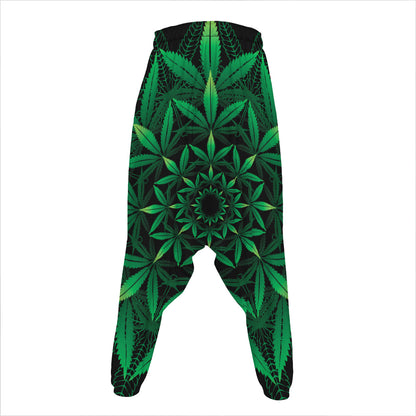Cannabis Leaf Mandala Print Hammer Pants