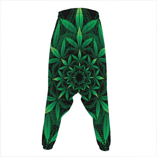 Cannabis Leaf Mandala Print Hammer Pants
