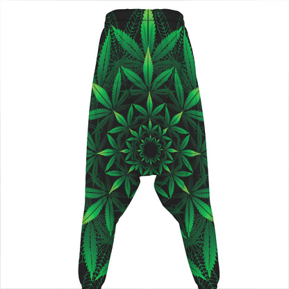 Cannabis Leaf Mandala Print Hammer Pants