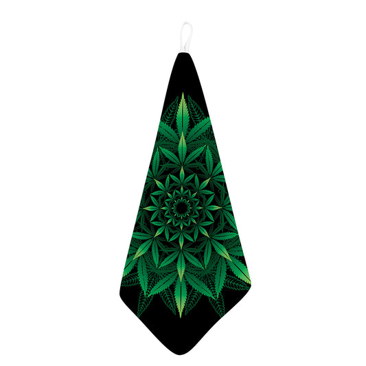 Cannabis Leaf Mandala Print Hand Towel